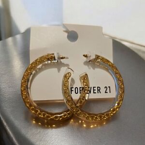 Forever 21 Gold Textured Hoop Earrings